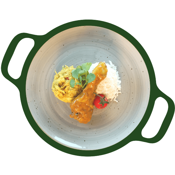 Drumstick, Surinaamse spitskool en rijst (Halal)