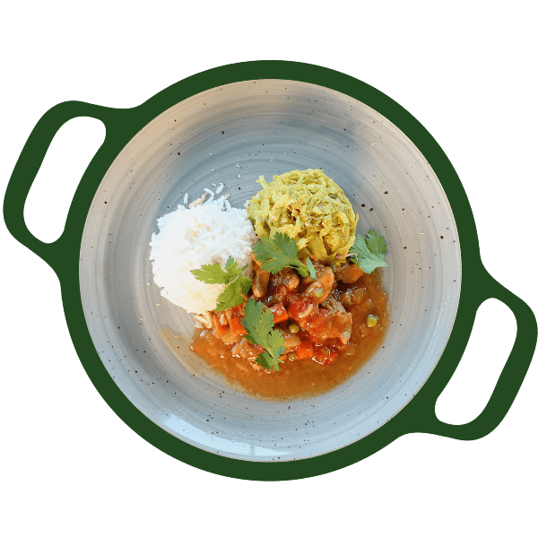 Kip, Surinaamse spitskool en rijst (Halal)