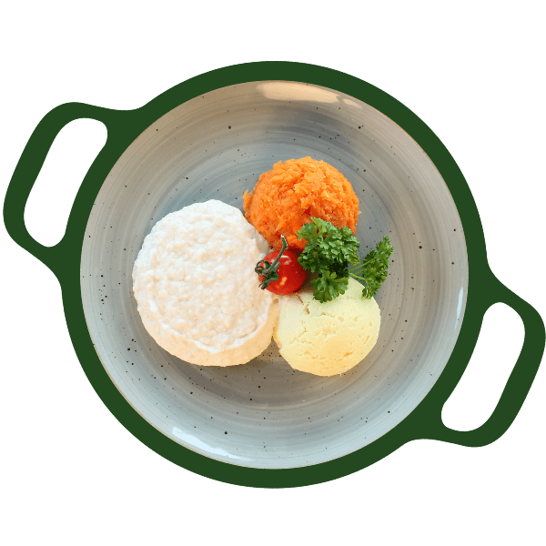 Pangasiusfilet, wortel en puree (Gemalen)