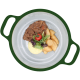 Belgische stoofpot met gestoofde appel en aardappelpuree