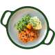 Vegetarische stroganoff, doperwten en aardappelpuree (Vega)