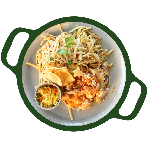 Vegetarische kip pangang met bami goreng (Vega)