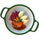 Hamlap, rode bieten met appel en aardappelpuree