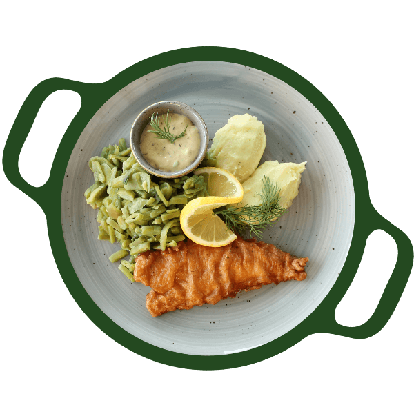 Lekkerbek met remouladesaus, snijbonen en aardappelpuree
