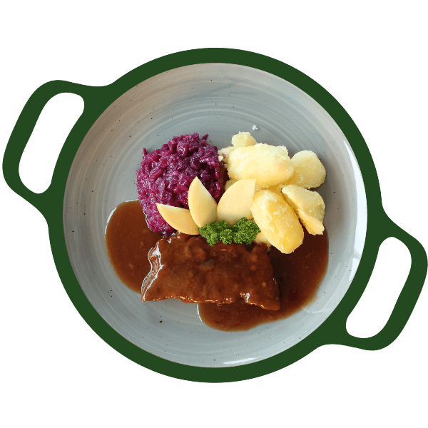 Sucadelap, rode kool met appel en aardappelen