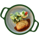 Vegetarische cordon bleu, broccoli met saus en aardappelpuree (Vega)