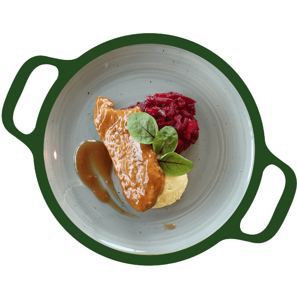 Hamlap, rode bieten met appel en puree (NA)