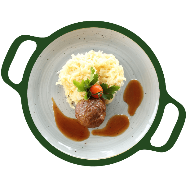 Gehaktbal met stamppot zuurkool (Glut/Lac)